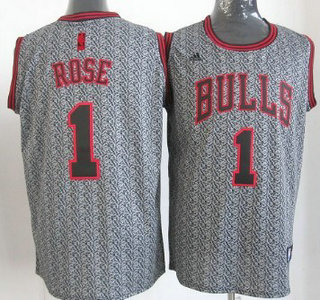 Chicago Bulls #1 Derrick Rose Gray Static Fashion Jersey