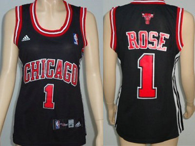Chicago Bulls 1 Rose Black Womens Jersey