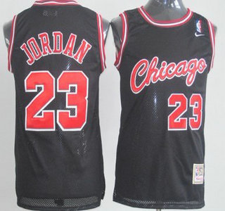 Chicago Bulls #23 Michael Jordan 1984-85 Rookie Black Hardwood Classics Soul Swingman Throwback Jersey