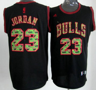 Chicago Bulls #23 Michael Jordan Black Camo Fashion Jersey
