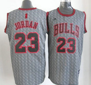 Chicago Bulls #23 Michael Jordan Gray Static Fashion Jersey