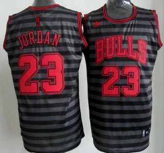Chicago Bulls #23 Michael Jordan Gray With Black Pinstripe Jersey