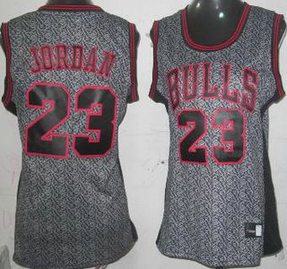 Chicago Bulls #23 Michael Jordan Grey Static Fashion Swingman Womens Jersey