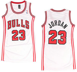 Chicago Bulls #23 Michael Jordan White Revolution 30 Swingman Womens Dress