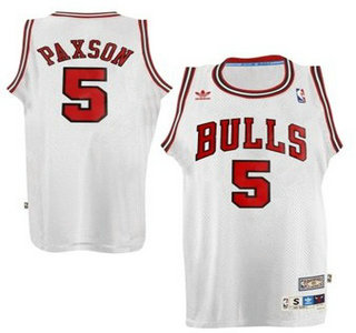 Chicago Bulls #5 John Paxson White Hardwood Classics Soul Swingman Throwback Jersey