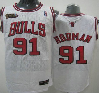 Chicago Bulls #91 Dennis Rodman White Swingman Jersey