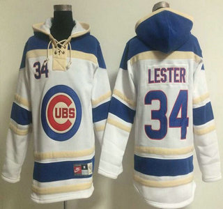 Chicago Cubs #34 Jon Lester White Hoody