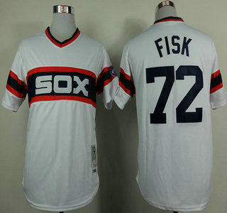 Chicago White Sox #72 Carlton Fisk 1983 White Pullover Throwback Jersey