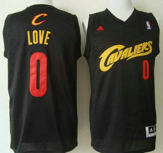 Cleveland Cavaliers #0 Kevin Love 2014 Black With Red Fashion Jersey