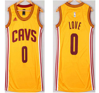 Cleveland Cavaliers #0 Kevin Love Revolution 30 Swingman Yellow Womens Jersey