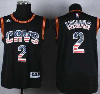 Cleveland Cavaliers #2 Kyrie Irving Revolution 30 Swingman 2014 USA Flag Fashion Black Jersey