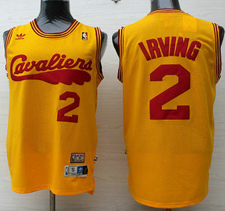 Men's Cleveland Cavaliers #2 Kyrie Irving 2009 Yellow Hardwood Classics Soul Swingman Throwback Jersey