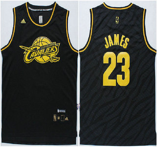 Cleveland Cavaliers #23 LeBron James 2015 Revolution 30 Swingman Black With Gold Fashion Jersey