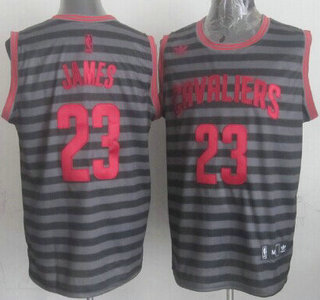 Cleveland Cavaliers #23 LeBron James Gray With Black Pinstripe Jersey