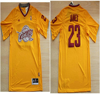 Cleveland Cavaliers #23 LeBron James Revolution 30 Swingman Fashion Yellow Jersey