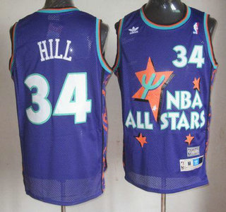 Cleveland Cavaliers #34 Tyrone Hill Purple 1995 All Star Throwback Jersey