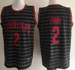 Cleveland Cavaliers 2 Kyrie Irving Gray With Black Pinstripe Jersey