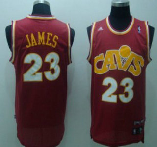 Cleveland Cavaliers 23 James Red With Yellow Throwback Swingman Jersey