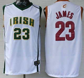 Cleveland Cavaliers&The Fighting Irish #23 LeBron James Revolution 30 Swingman White Jersey
