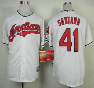 Cleveland Indians #41 Carlos Santana White Jersey