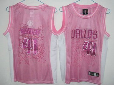 Dallas Mavericks 41 Dirk Nowitzki Pink Womens Jersey