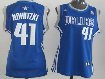 Dallas Mavericks 41 Dirk Nowitzki Revolution 30 Swingman Light Blue Womens Jersey