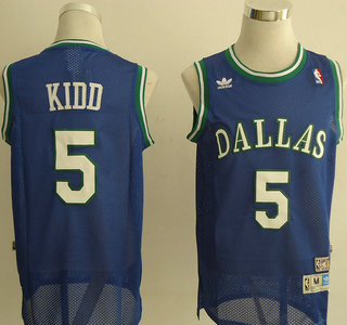 Dallas Mavericks #5 Kidd Light Blue Authentic Throwback Jersey