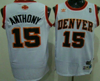 Denver Nuggets #15 Carmelo Anthony White Hardwood Classics Soul Swingman Throwback Jersey