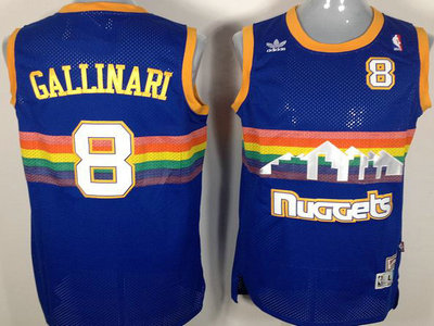 Denver Nuggets 8 Gallinari Soul Swingman Stitched Blue Rainbow Throwback Jersey