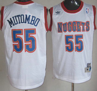 Denver Nuggets 55 Dikembe Mutombo White Soul Swingman NBA Jersey