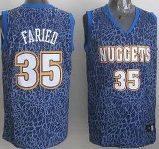 Denver Nuggets #35 Kenneth Faried Blue Leopard Grain Jersey