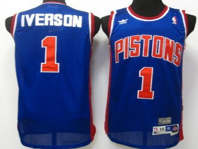 Detroit Pistons 1 IVERSON Blue Swingman Throwback Jersey