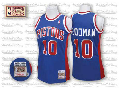 Detroit Pistons 10 Rodman Blue Throwback Swingman Jersey
