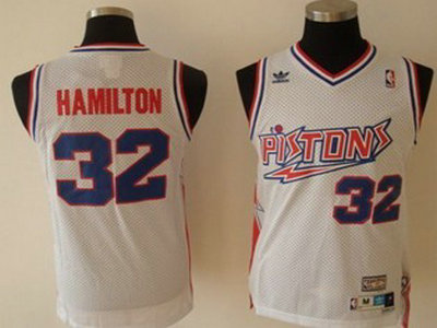 Detroit Pistons 32 HAMILTON White Swingman Throwback Jersey