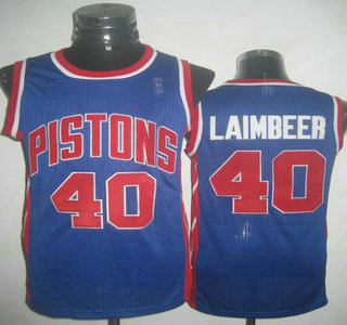 Detroit Pistons #40 Bill Laimbeer Blue Revolution 30 Authentic Jersey