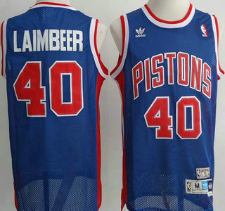 Detroit Pistons 40 Bill Laimbeer Blue Throwback Swingman Jersey