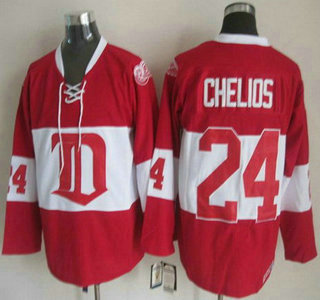 Detroit Red Wings #24 Chris Chelios Red Winter Classic Throwback CCM Jersey