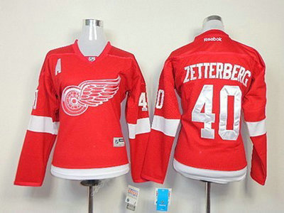 Detroit Red Wings 40 Henrik Zetterberg Red Womens Jersey