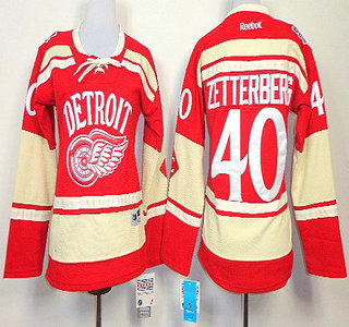 Detroit Red Wings 40 Henrik Zetterberg 2014 Winter Classic Red Womens Jersey