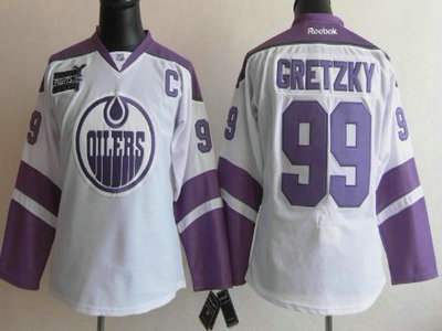 Edmonton Oilers 99 Wayne Gretzky White Womens Fights Cancer Jersey