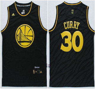 Golden State Warriors #30 Stephen Curry 2015 Revolution 30 Swingman Black With Gold Fashion Jersey