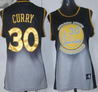 Golden State Warriors #30 Stephen Curry Black  With Grey Revolution 30 Swingman Womens Jersey