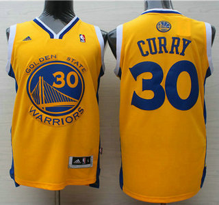 Men's Golden State Warriors #30 Stephen Curry Revolution 30 Swingman Yellow Jersey