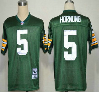 Green Bay Packers #5 Paul Hornung Green Short-Sleeved Throwback Jersey