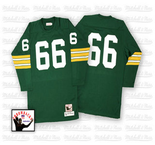 Green Bay Packers #66 Ray Nitschke Green Long-Sleeved Throwback Jersey