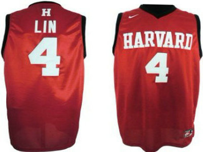Harvard University 4 Jeremy Lin Red Swingman Jerseys