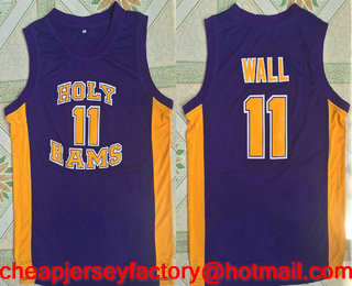 Holy Rams #11 John Wall High School Purple Throwback Basketball Jersey