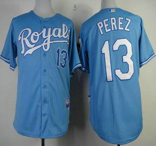 Kansas City Royals #13 Salvador Perez Blue Cool Base Jersey