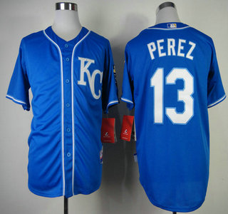 Kansas City Royals #13 Salvador Perez Dark Blue 2014 Cool Base Jersey