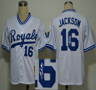 Kansas City Royals #16 Bo jackson White Sihned Jersey